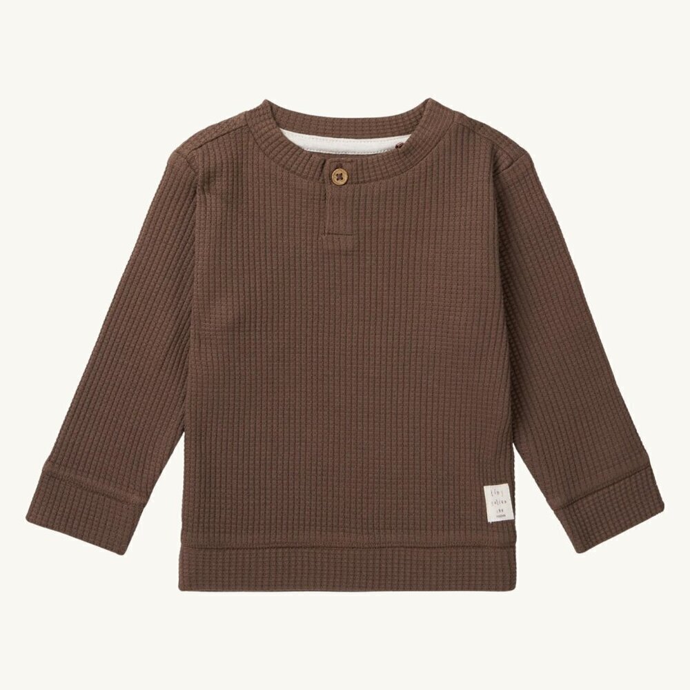 NWT - Waffled long sleeves brown shirt, 100% organic​​​​​